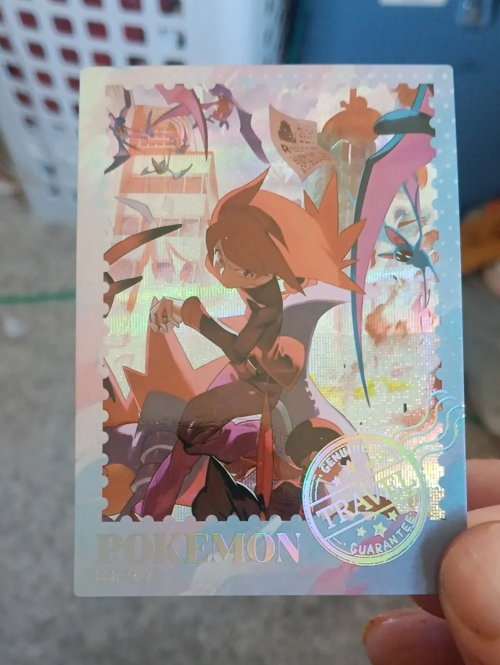 Pokemon Holographic Trainer Card - Pink and Purple Accents